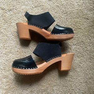 Funkis Black Two Strap Clogs
